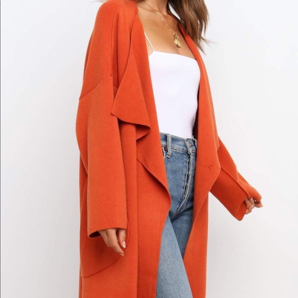 Jackets & Blazers - Long orange oversized cardigan/duster